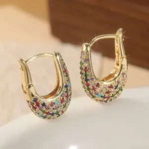Gold Drop Earrings with Multicolored CZ Stones 9 S90ebce35cb1c493a8d5420ab45d2a4292