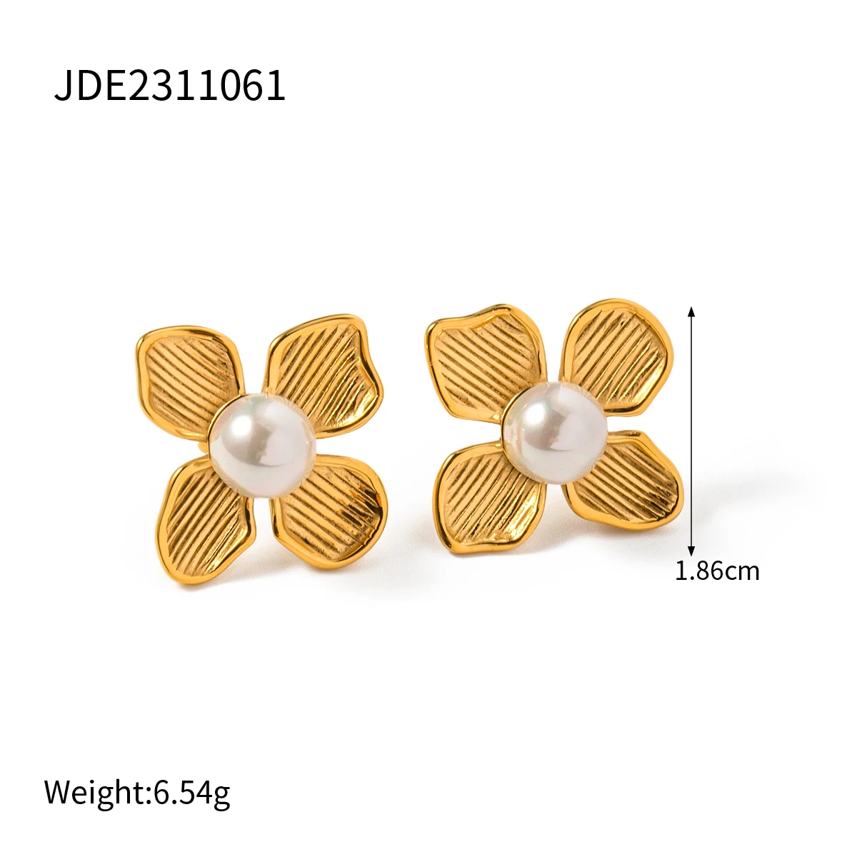 Stainless Steel Pearl Earrings U-Shape Model JDE2311061 7 Stainless Steel Pearl Earrings U-Shape Model JDE2311061 - Image 7