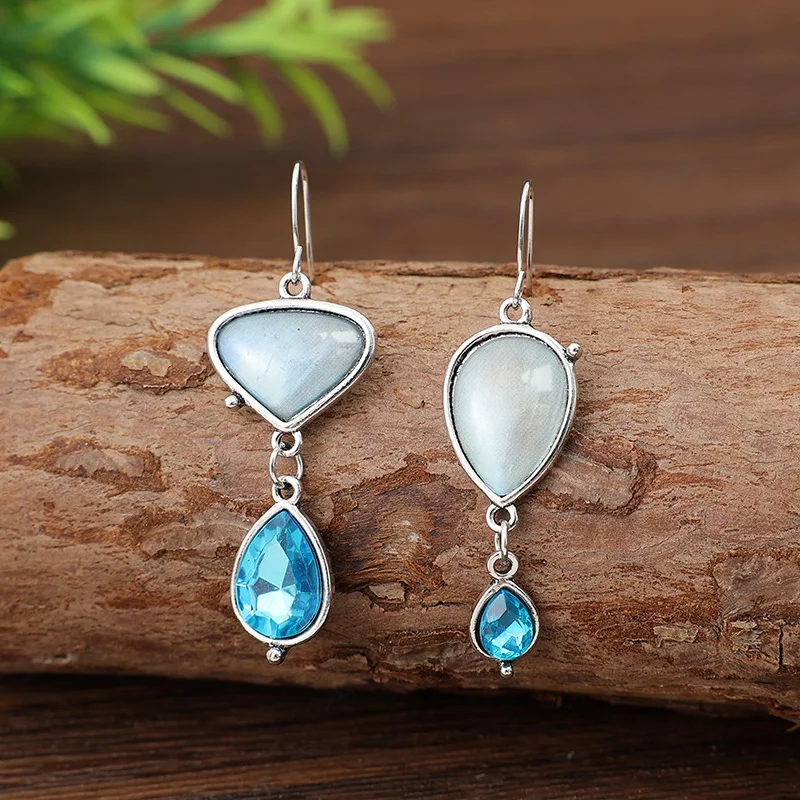 Vintage Silver Earrings with Blue Stones 2 Vintage Silver Earrings with Blue Stones - Image 2