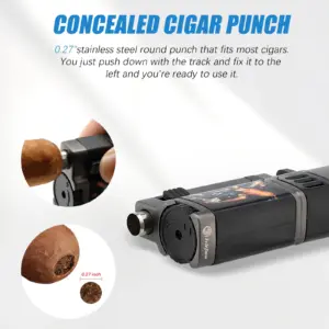 Silver Windproof Cigar Lighter with Metal and ABS Safe-Use 9 S914c6717d8874ba19a7bdfe735a09a7eq