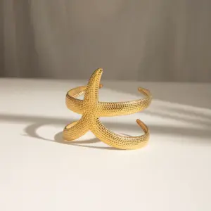 Gold Stainless Steel Starfish Cuff Bracelet 11 S9169aeaa32d44417be233a96698890f3k