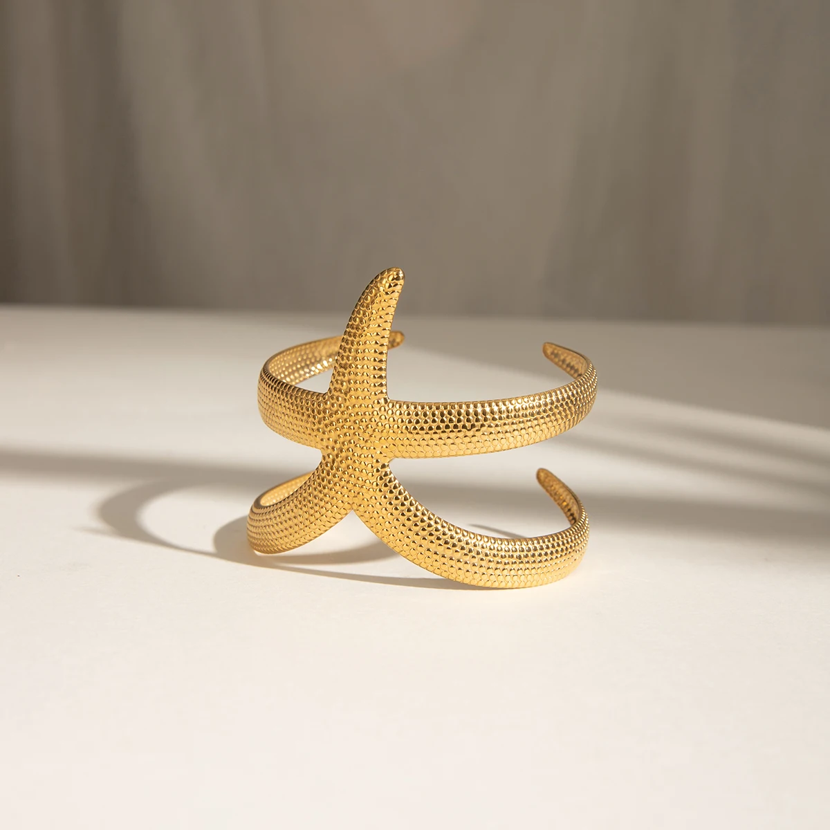 Gold Stainless Steel Starfish Cuff Bracelet 5 Gold Stainless Steel Starfish Cuff Bracelet - Image 5