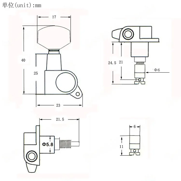Electric Guitar Tuning Knob Set, Locking, Silver 5 Electric Guitar Tuning Knob Set, Locking, Silver - Image 5