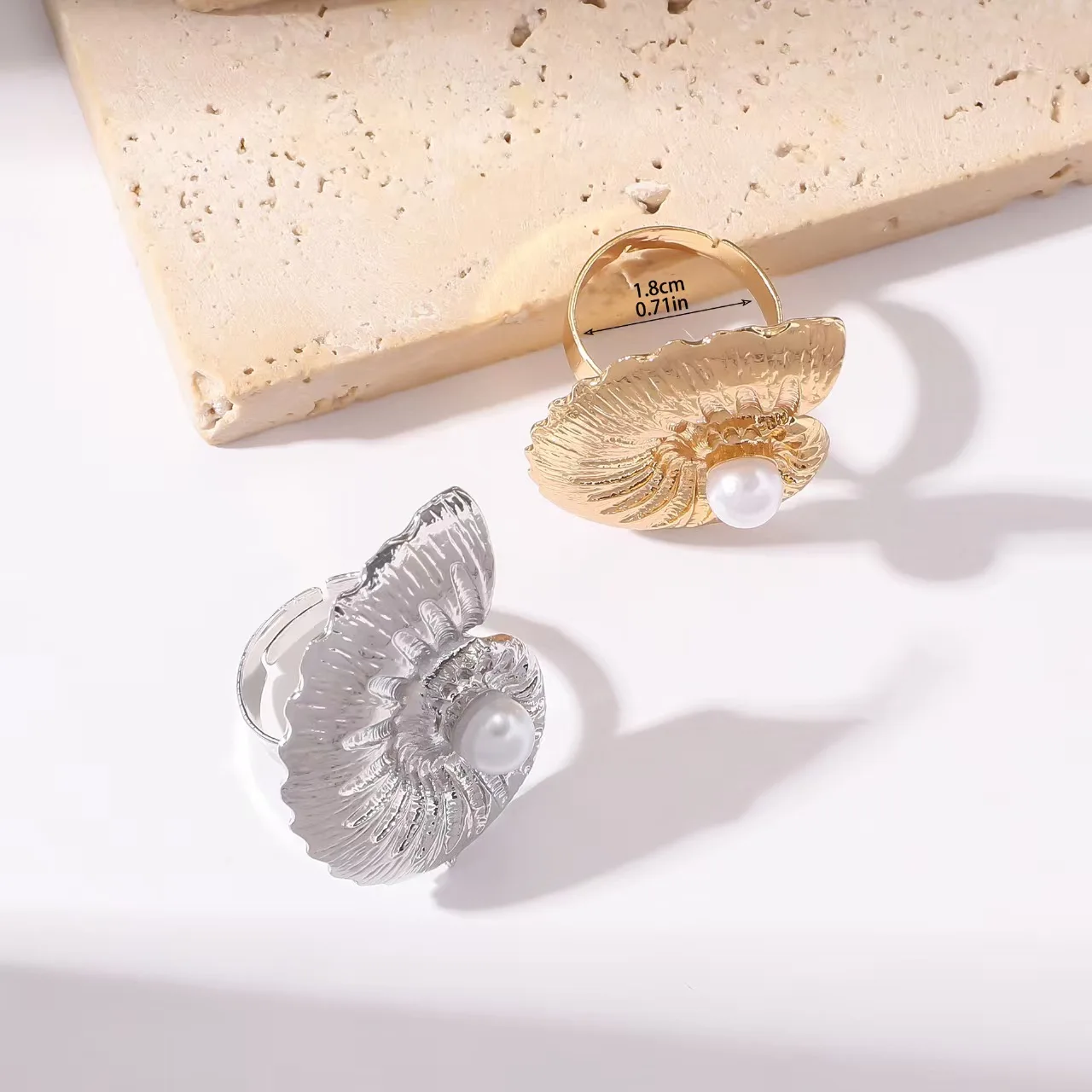 Vintage Seashell Adjustable Ring in Gold or Silver 2 Vintage Seashell Adjustable Ring in Gold or Silver - Image 2