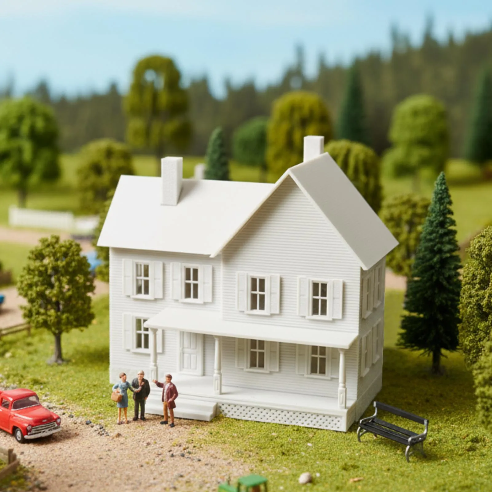 HO Scale White Model House Kit for Scenic Layouts 7 HO Scale White Model House Kit for Scenic Layouts - Image 7