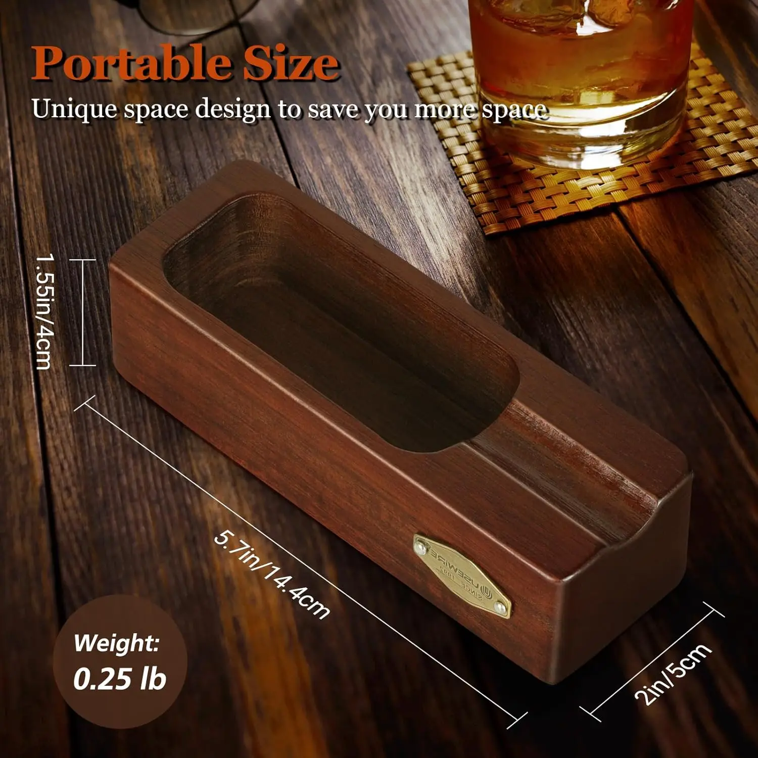 Elegant Wooden Smoking Ashtray with Cigar Holder 2 Elegant Wooden Smoking Ashtray with Cigar Holder - Image 2