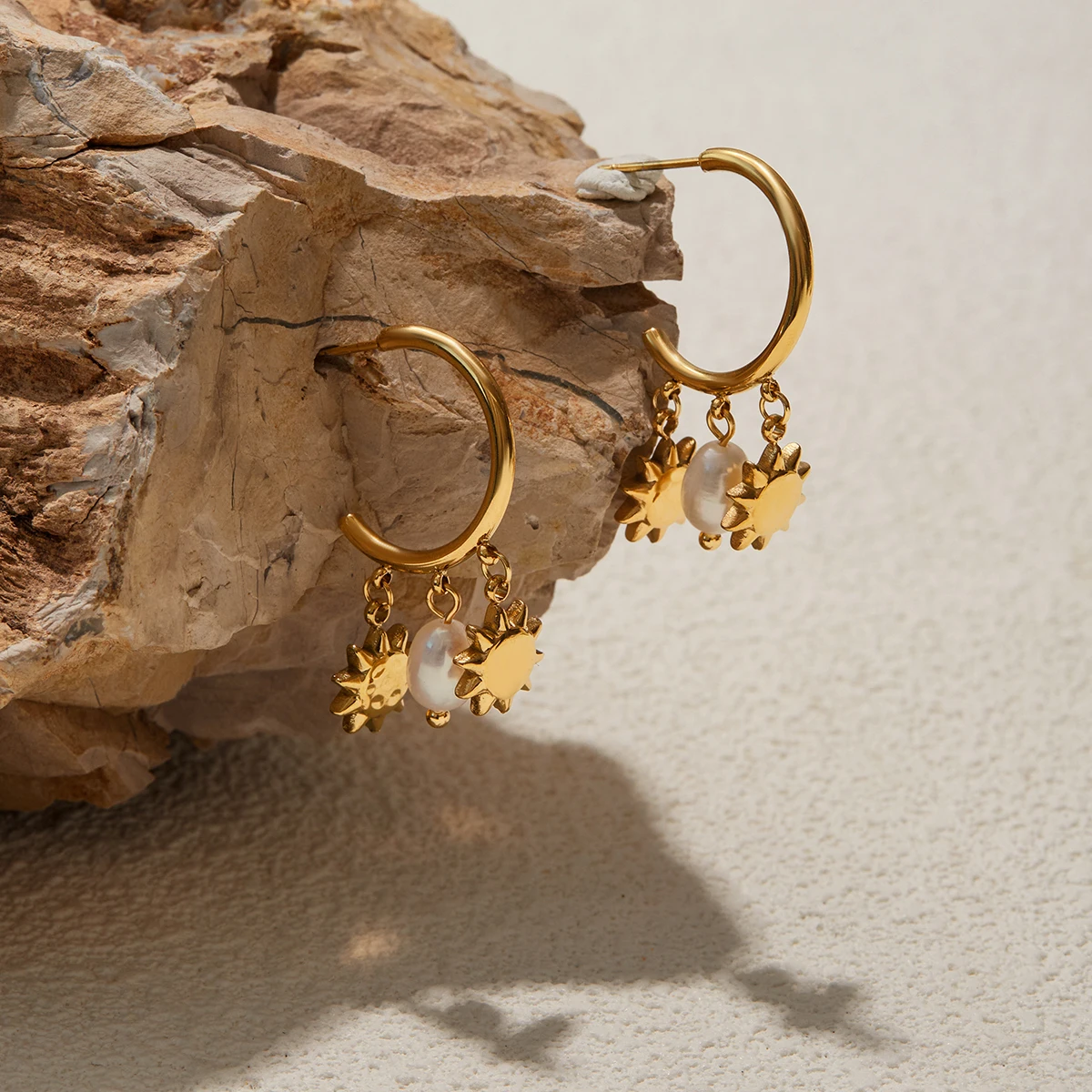 Stainless Steel Geometric Pearl Earrings 6 Stainless Steel Geometric Pearl Earrings - Image 6