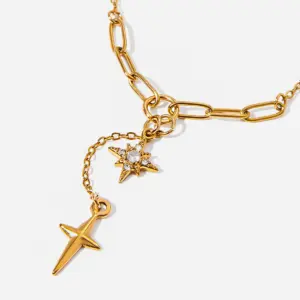 Gold Stainless Steel Celestial Necklace