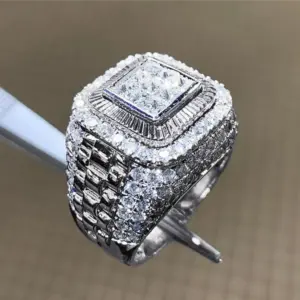 Men's Geometric White Zircon Cocktail Ring 9 S92308aff0d43477cb0504774df7ded9cz