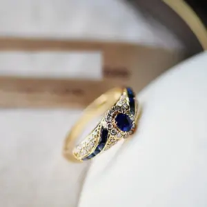 Gold and Blue Zircon Ring for Women 10 S925d8d1433aa4068aba7e6b572ed1254x