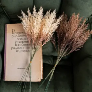 Artificial Wheat Grass Bouquets in White & Brown