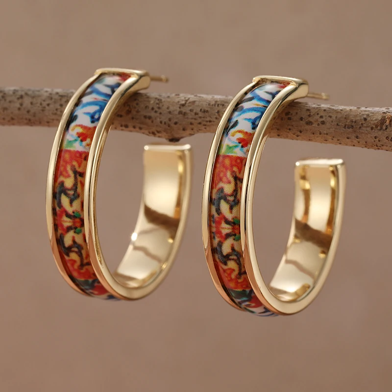 Vibrant Floral Hoop Earrings for Women 3 Vibrant Floral Hoop Earrings for Women - Image 3