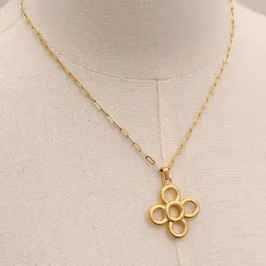 Stainless Steel Floral Pendant Necklace 10 S93353902cb564409973d3cf26f5e7e09m