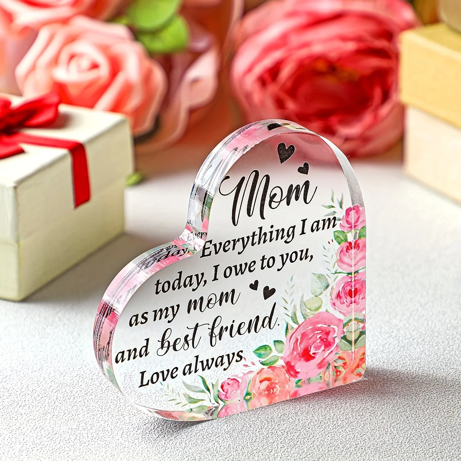 Heart-Shaped Acrylic Floral Gift for Moms 2 Heart-Shaped Acrylic Floral Gift for Moms - Image 2
