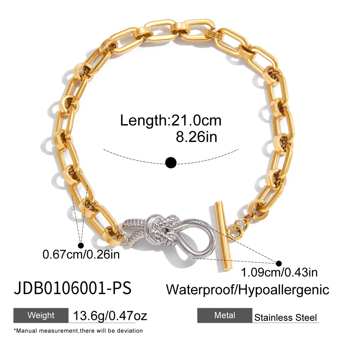 Stainless Steel Double Color Knot Bracelet 9 Stainless Steel Double Color Knot Bracelet - Image 9