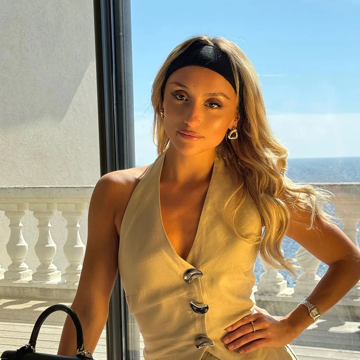 Stainless Steel Gold Geometric Earrings 2 Stainless Steel Gold Geometric Earrings - Image 2