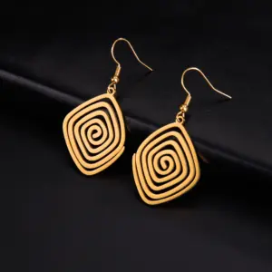 Stainless Steel Geometric Spiral Earrings 14 S9364870cc1b24e66a6f7332b7ff4d9c90