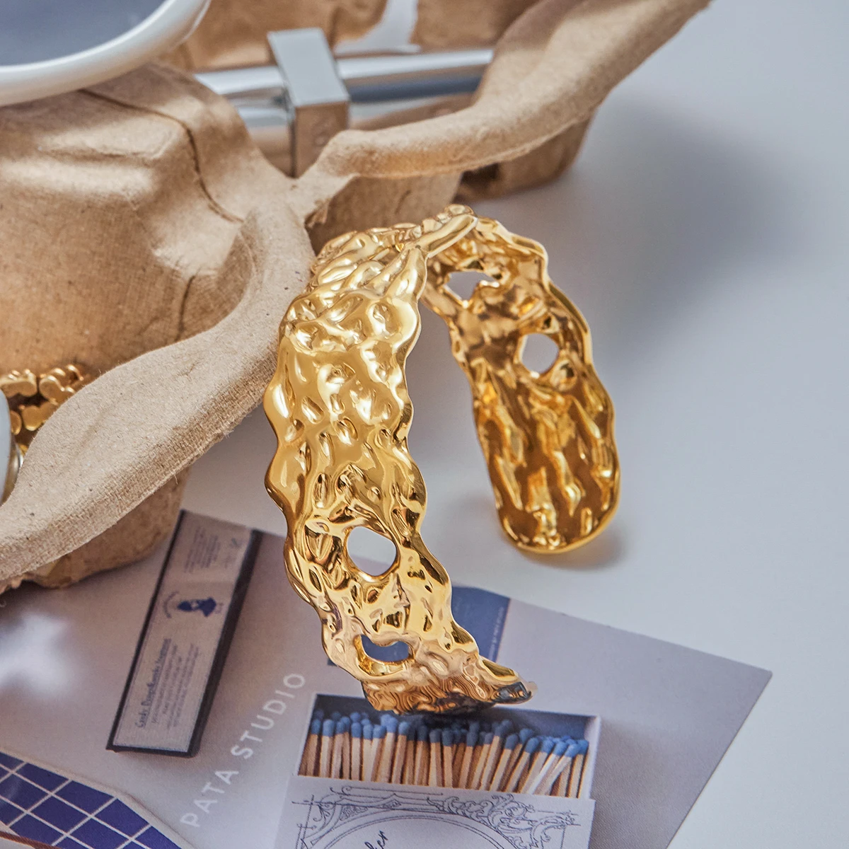 Stainless Steel Gold Skeleton Cuff Bracelet 4 Stainless Steel Gold Skeleton Cuff Bracelet - Image 4