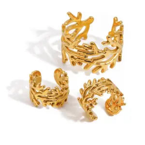 Stainless Steel Gold Tree Branch Earrings Set