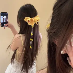 Red Flower Hairpin with Cascading Beads 10 S93a64fd8981a4fffb19fed43bdddac06a