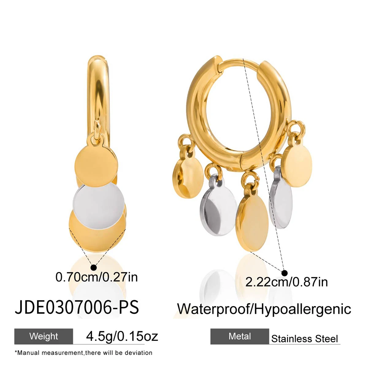 Stainless Steel Gold Round Earrings for Women 8 Stainless Steel Gold Round Earrings for Women - Image 8