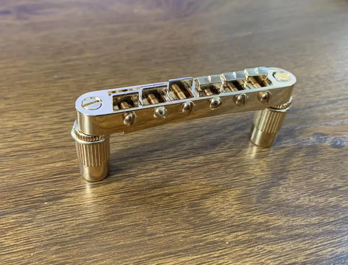 Gold Finish Six-String Guitar Bridge 2 Gold Finish Six-String Guitar Bridge - Image 2