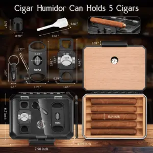 Black Portable Cigar Humidor with Accessories 10 S93d48e7a9bac41048f7f17596e9188cd4