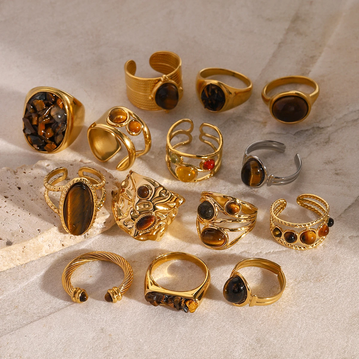 Elegant Gold-Toned Adjustable Stainless Steel Ring 5 Elegant Gold-Toned Adjustable Stainless Steel Ring - Image 5