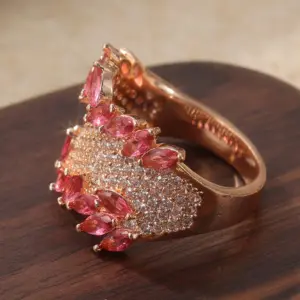 Two-Tone Pink and White Cubic Zirconia Ring 9 S941a5926f6fb470098cf5154cb3e0f320