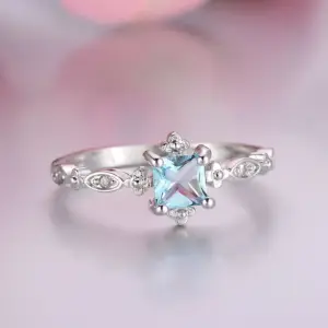 Blue Cubic Zirconia Geometric Ring for Women 5 S94919997e1cf498ba00d9fe31b7211ef1