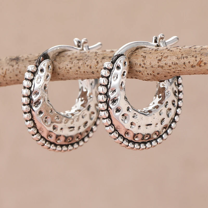 Silver Geometric Hoop Earrings for Women 2 Silver Geometric Hoop Earrings for Women - Image 2