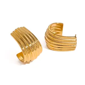 Modern Gold Stainless Steel Cuff Earrings