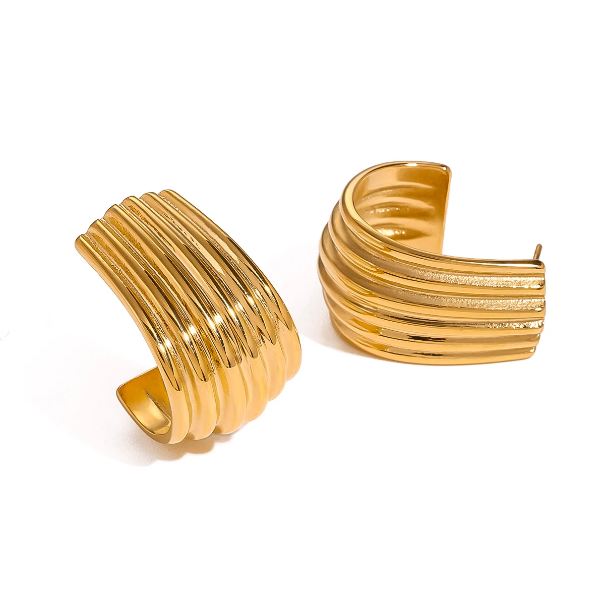 Modern Gold Stainless Steel Cuff Earrings 1 Modern Gold Stainless Steel Cuff Earrings