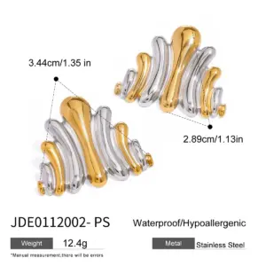 Modern Gold-Toned Stainless Steel Wave Earrings 14 S94e17a5fc9da426dbe7779c0151284b0B