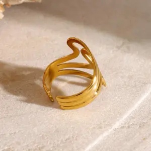 Gold Ripple Open Stainless Steel Ring JDRW2407013 10 S952bf883c1d345bebd5569e443da2154B