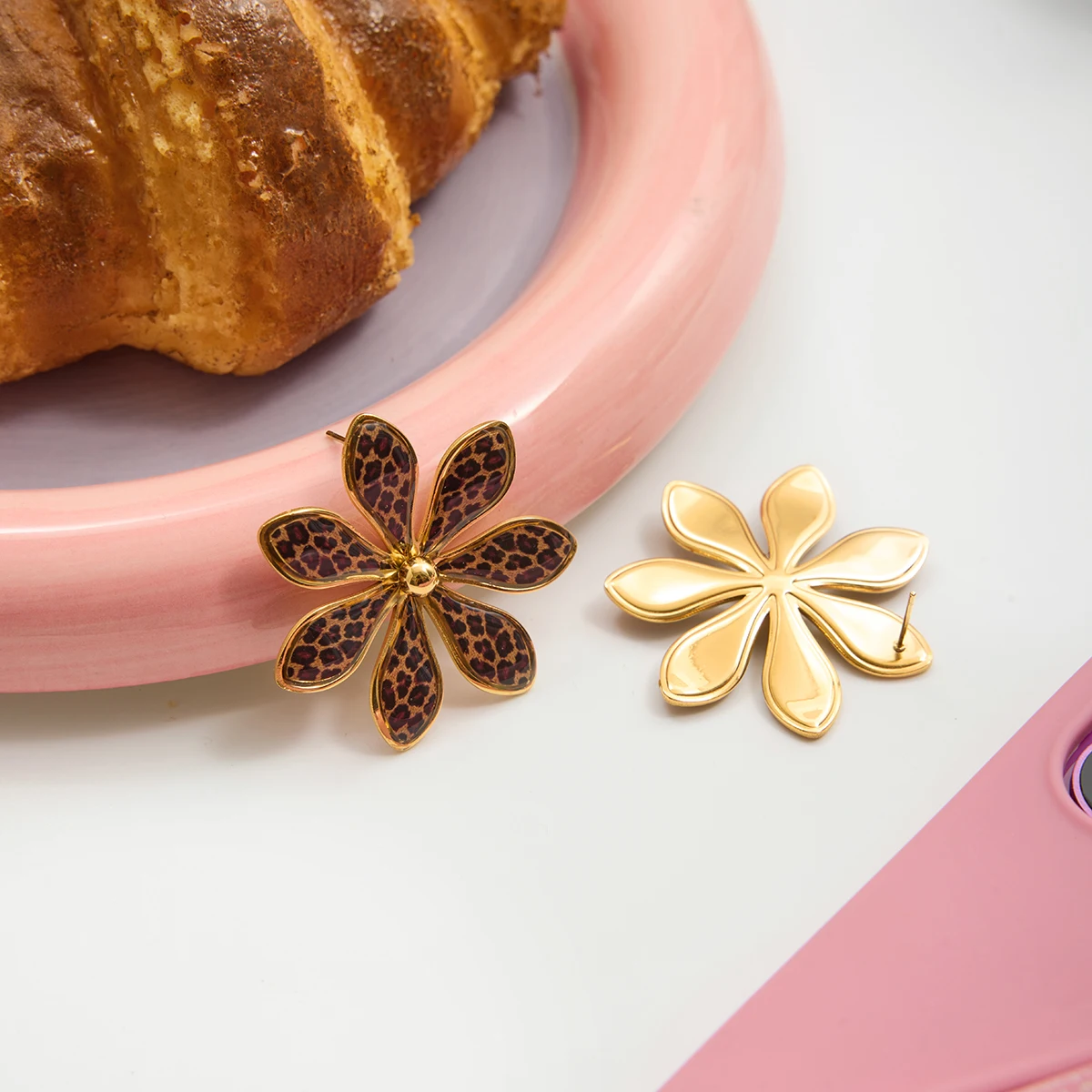 Bold Leopard Floral Stainless Steel Earrings 5 Bold Leopard Floral Stainless Steel Earrings - Image 5