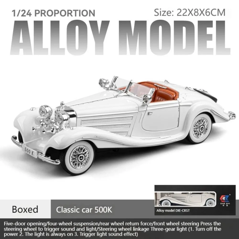 Vintage Silver Mercedes Benz 500k Model 1:24 Scale 5 Vintage Silver Mercedes Benz 500k Model 1:24 Scale - Image 5