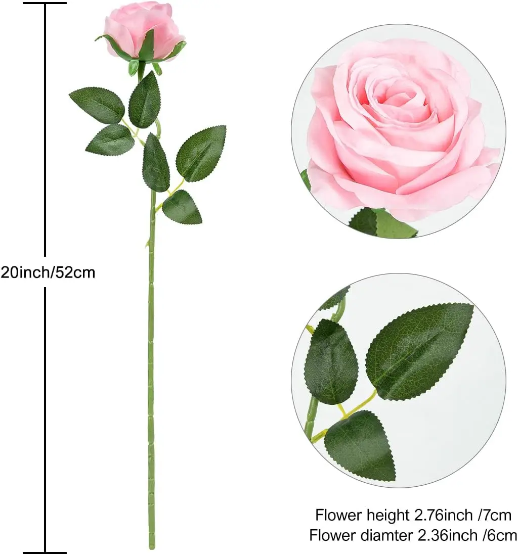 Artificial Pink Rose Bouquet Set of 12 2 Artificial Pink Rose Bouquet Set of 12 - Image 2