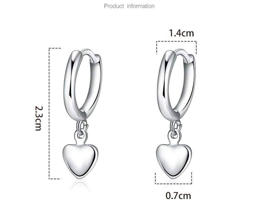 Heart-Shaped Silver Drop Earrings 6 Heart-Shaped Silver Drop Earrings - Image 6