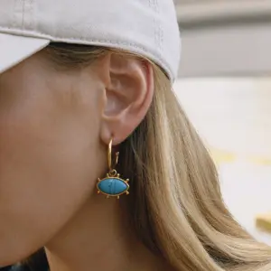 Gold and Blue Turquoise Devil's Eye Earrings 8 S95d2051405f3476cb5fe4f345182562fd