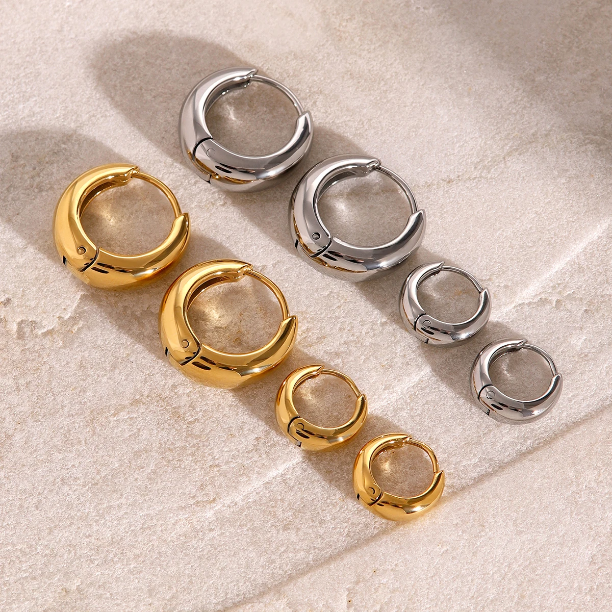 Stainless Steel Hoop Earrings 12mm & 18mm 4 Stainless Steel Hoop Earrings 12mm & 18mm - Image 4