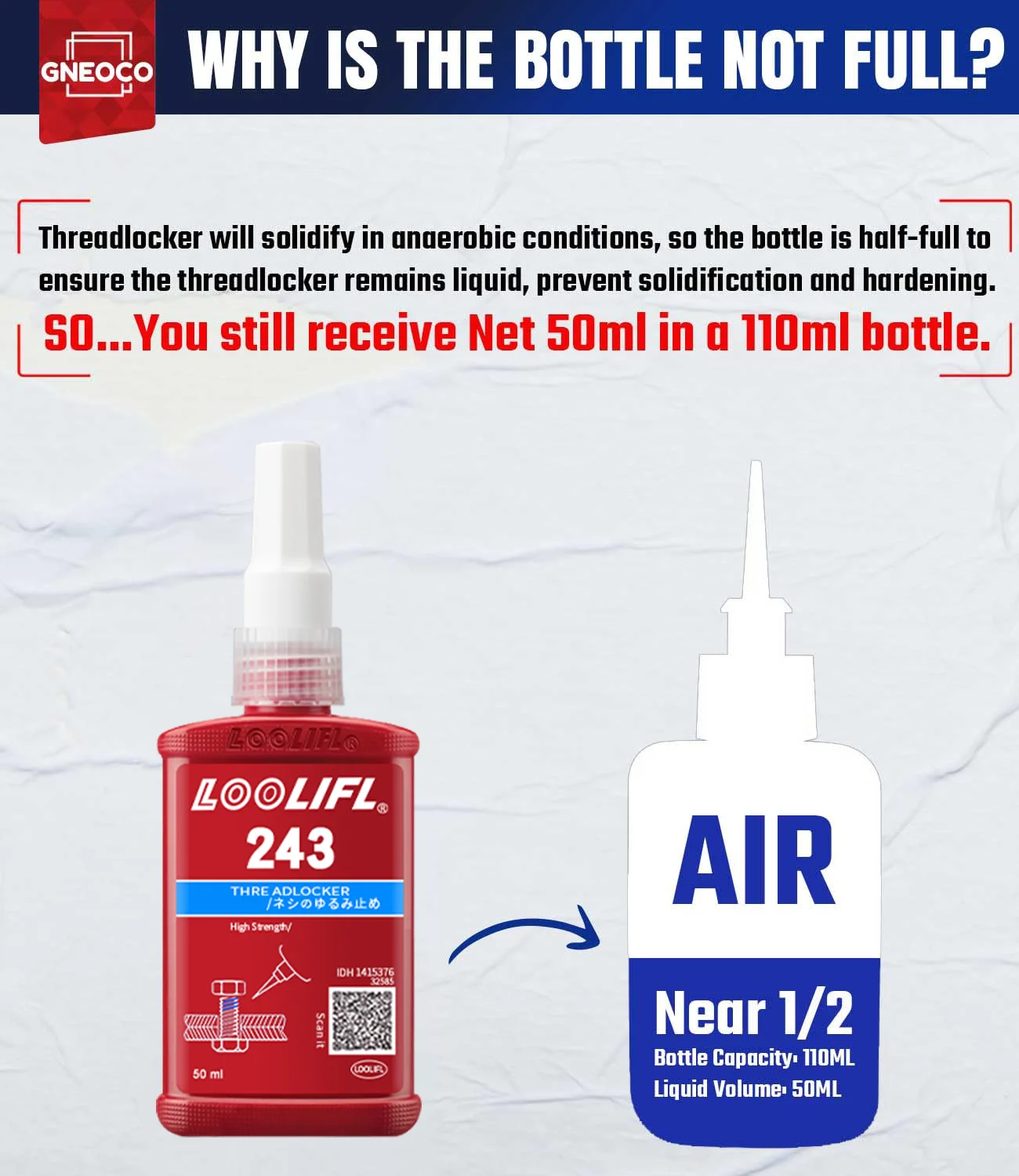 LOOLIFL 243 Medium-Strength Threadlocker 50ml 4 LOOLIFL 243 Medium-Strength Threadlocker 50ml - Image 4