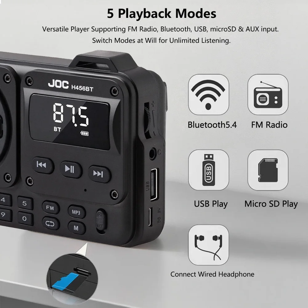 Portable Black FM Radio Bluetooth Speaker 3 Portable Black FM Radio Bluetooth Speaker - Image 3