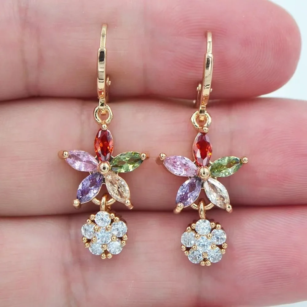 Vintage Geometric Floral Drop Earrings for Women 2 Vintage Geometric Floral Drop Earrings for Women - Image 2