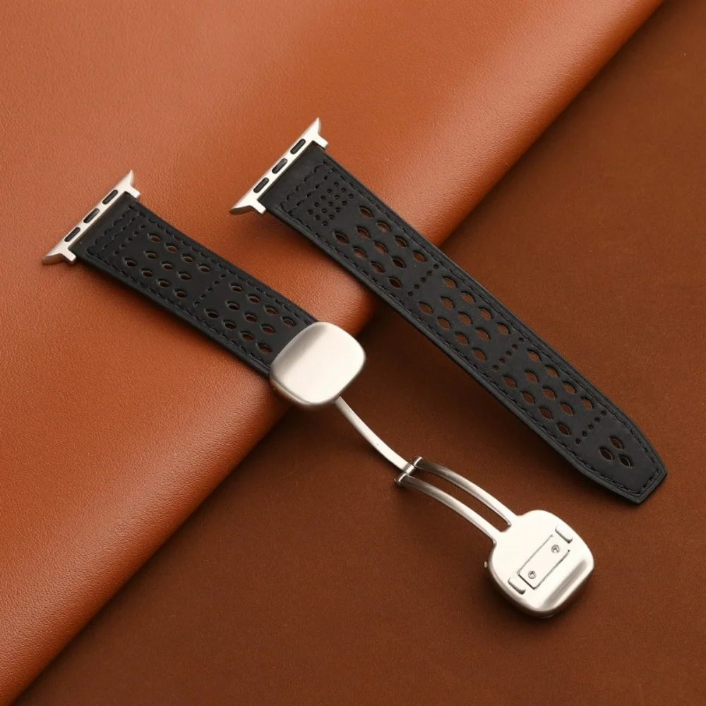 Breathable Leather Strap for Apple Watch Models 9 Breathable Leather Strap for Apple Watch Models - Image 9