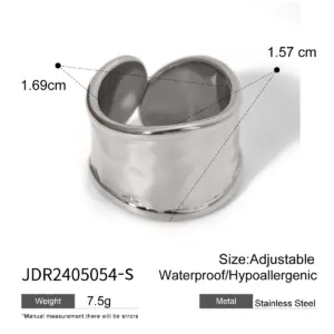Stainless Steel Hammered Wide Ring JDR2405054 14 S96c05efb7281407d94dbf99bdcee38fc3