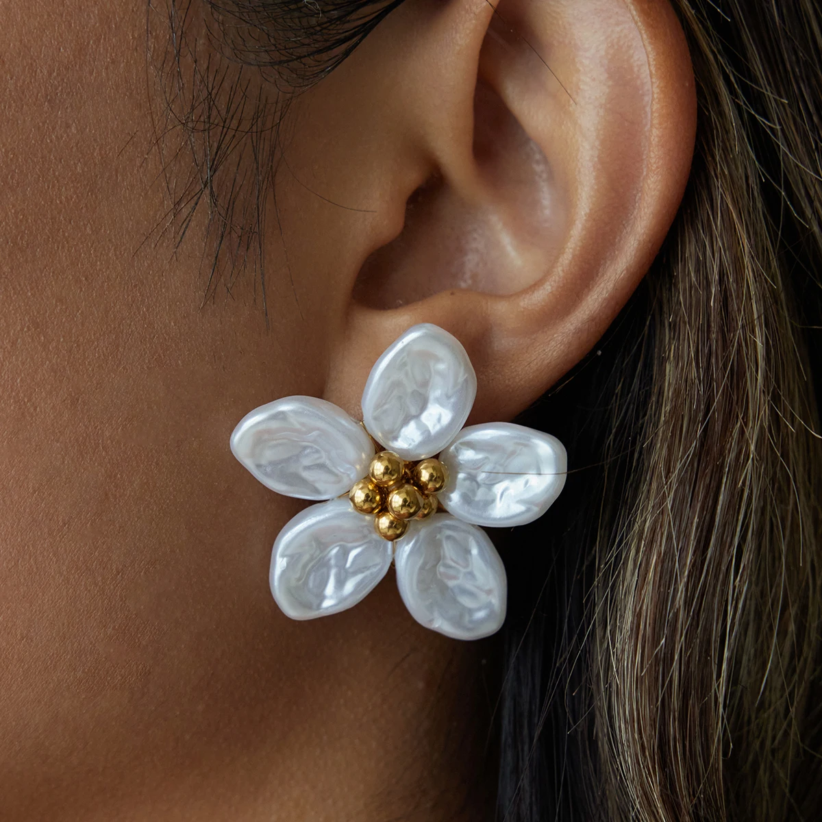 Floral Stainless Steel Earrings Set 3 Floral Stainless Steel Earrings Set - Image 3