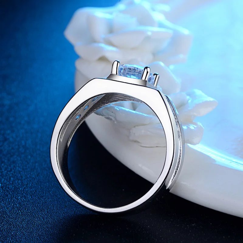 Elegant Men's Silver Ring with CZ Sparkle 4 Elegant Men's Silver Ring with CZ Sparkle - Image 4