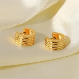 Stainless Steel Gold-Tone Geometric Hoop Earrings 9 S96e865dc2bf645fa91a5d7f9186d245aW 1