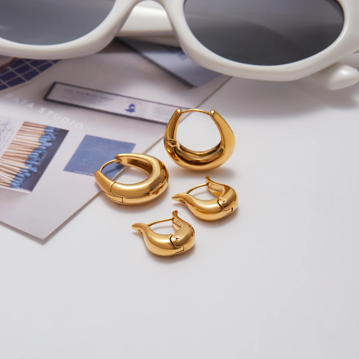 Gold Skeleton Hoop Earrings for Women 5 Gold Skeleton Hoop Earrings for Women - Image 5